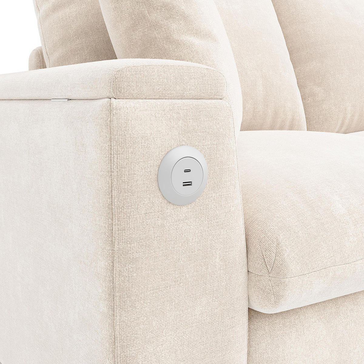 ECKSOFA L-förmige Ecke und zwei Armlehnen mit Stauraum,Chenille-Stoff,Beige - Beige, Textil (137/280cm) - KOMHTOM