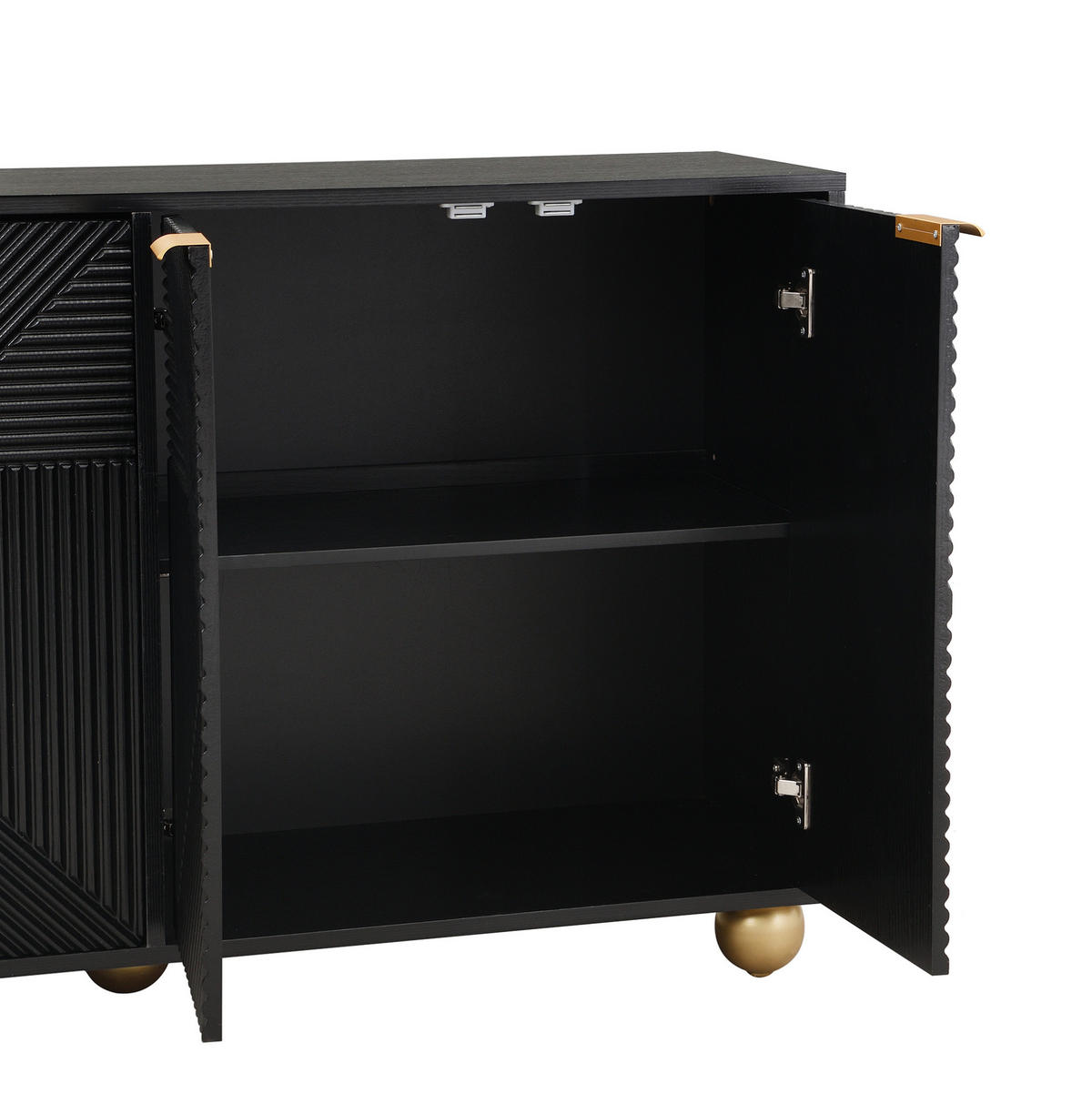 SIDEBOARD 120/35/71,5 cm mit 4 Türen, verstellbaren Innenböden und gravierten Fronten, Schwarz - Schwarz, Holzwerkstoff (120/71.5/35cm) - Redom
