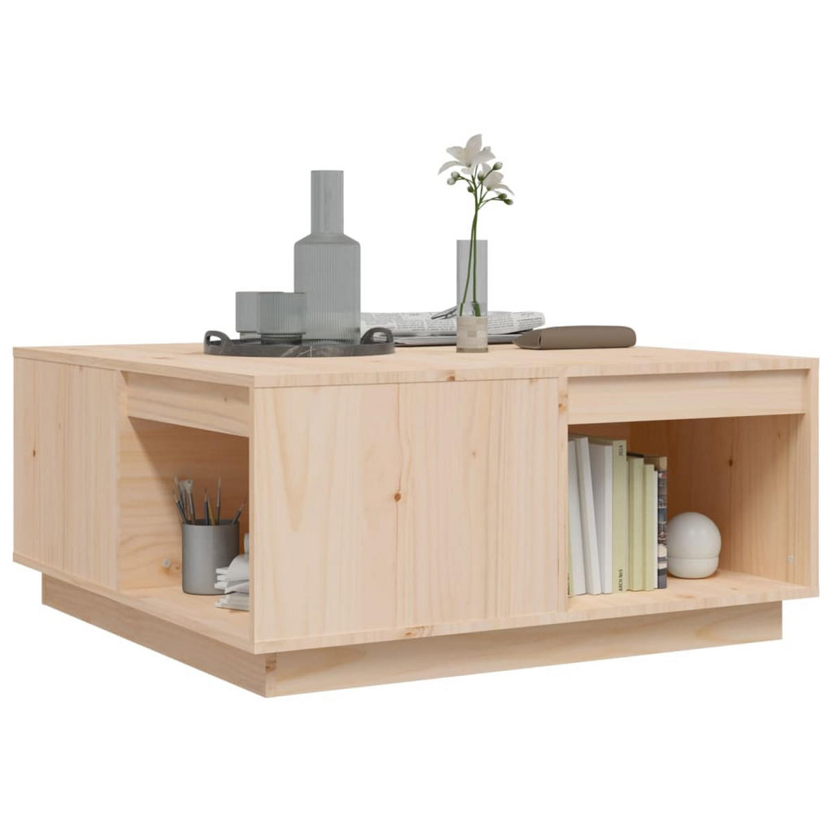 COUCHTISCH 80x81x36,5 cm Massivholz Kiefer - Braun, Holz (80/81/36.5cm) - furnicato
