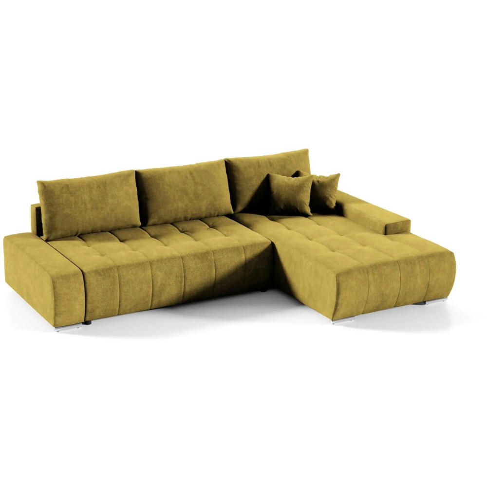 ECKSCHLAFSOFA Draco L Gelb - Gelb/Silberfarben, Textil/Metall (267/186cm) - Beautysofa