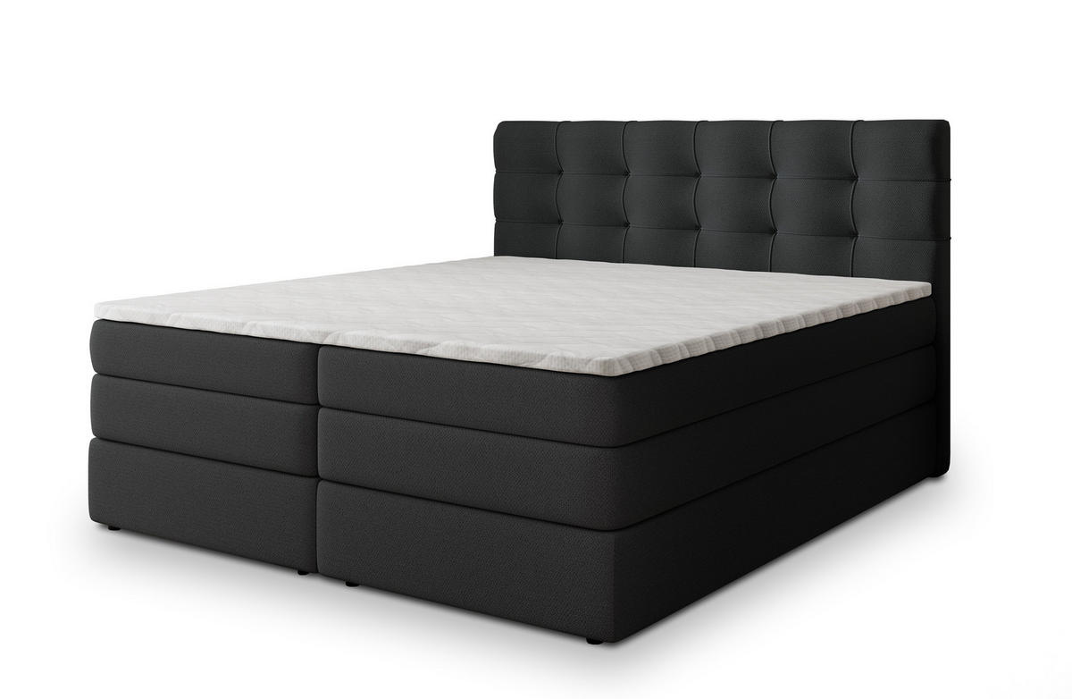 POSTEL BOXSPRING AREZI 160x200 cm, s matrací a úložným prostorem, černá - černá, kompozitní dřevo/textil (160/200cm) - MASSENO