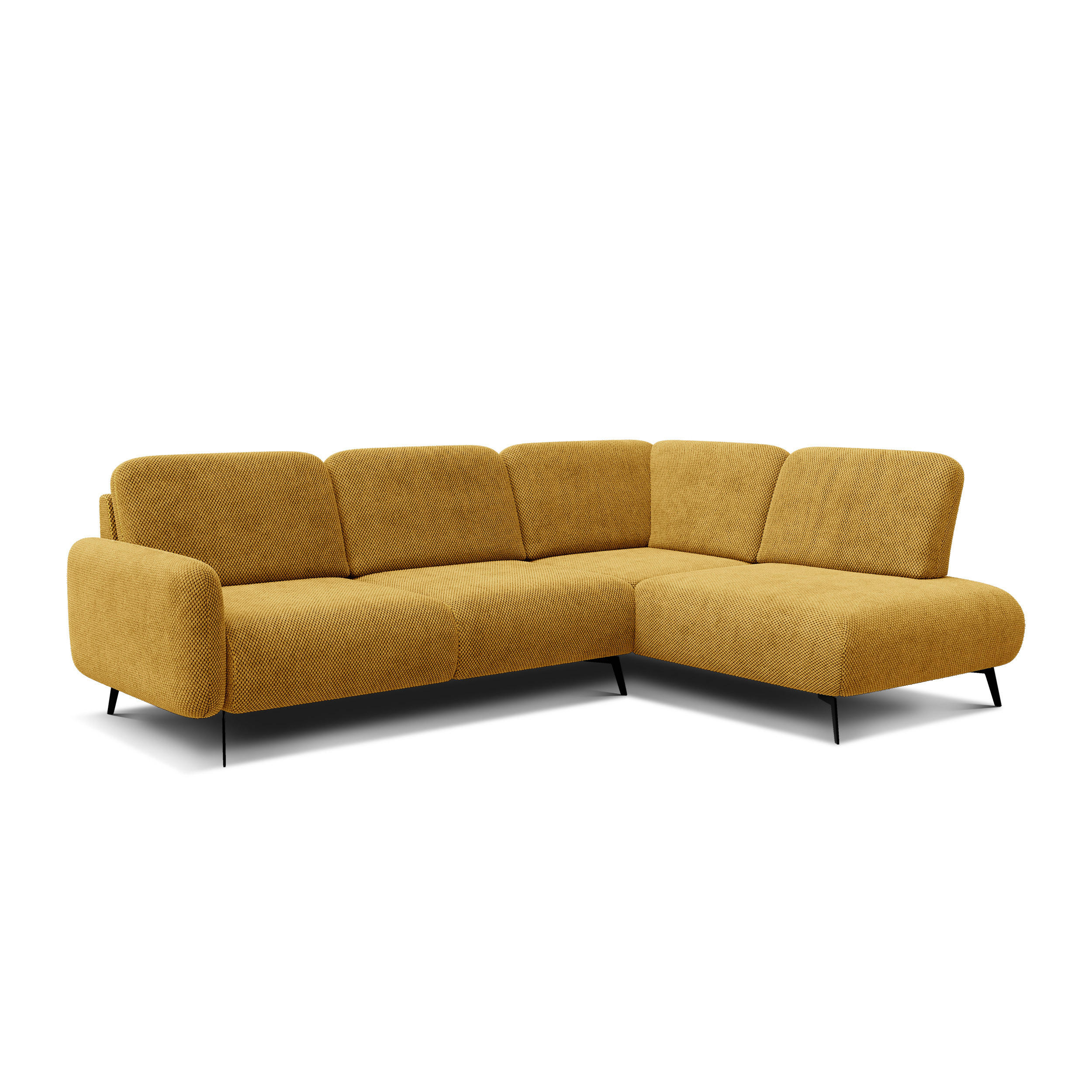 ECKSOFA FEBE 5-Sitzer rechts, dunkelgelb - Gelb/Schwarz, Holz/Textil (271/190cm) - Courtois Laville