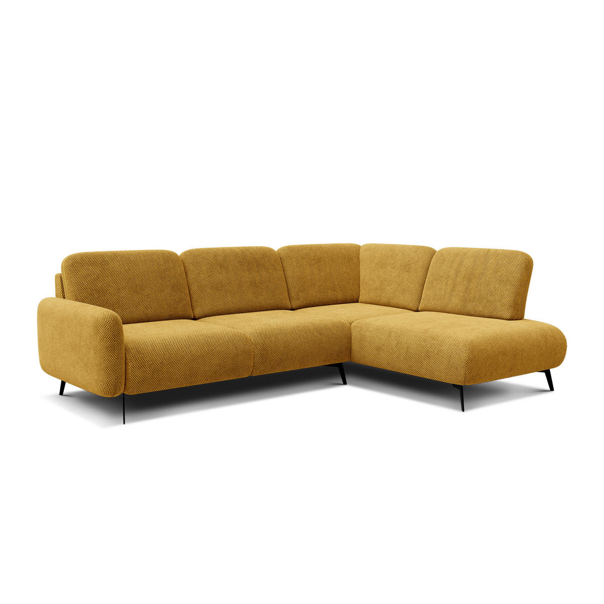 ECKSOFA FEBE 5-Sitzer rechts, dunkelgelb - Gelb/Schwarz, Holz/Textil (271/190cm) - Courtois Laville
