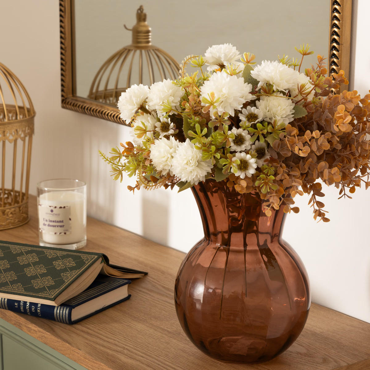 KUNSTBLUMENSTRAUSS Pery 33 cm - Weiß, Kunststoff (33cm) - Atmosphera Createur d´interieur