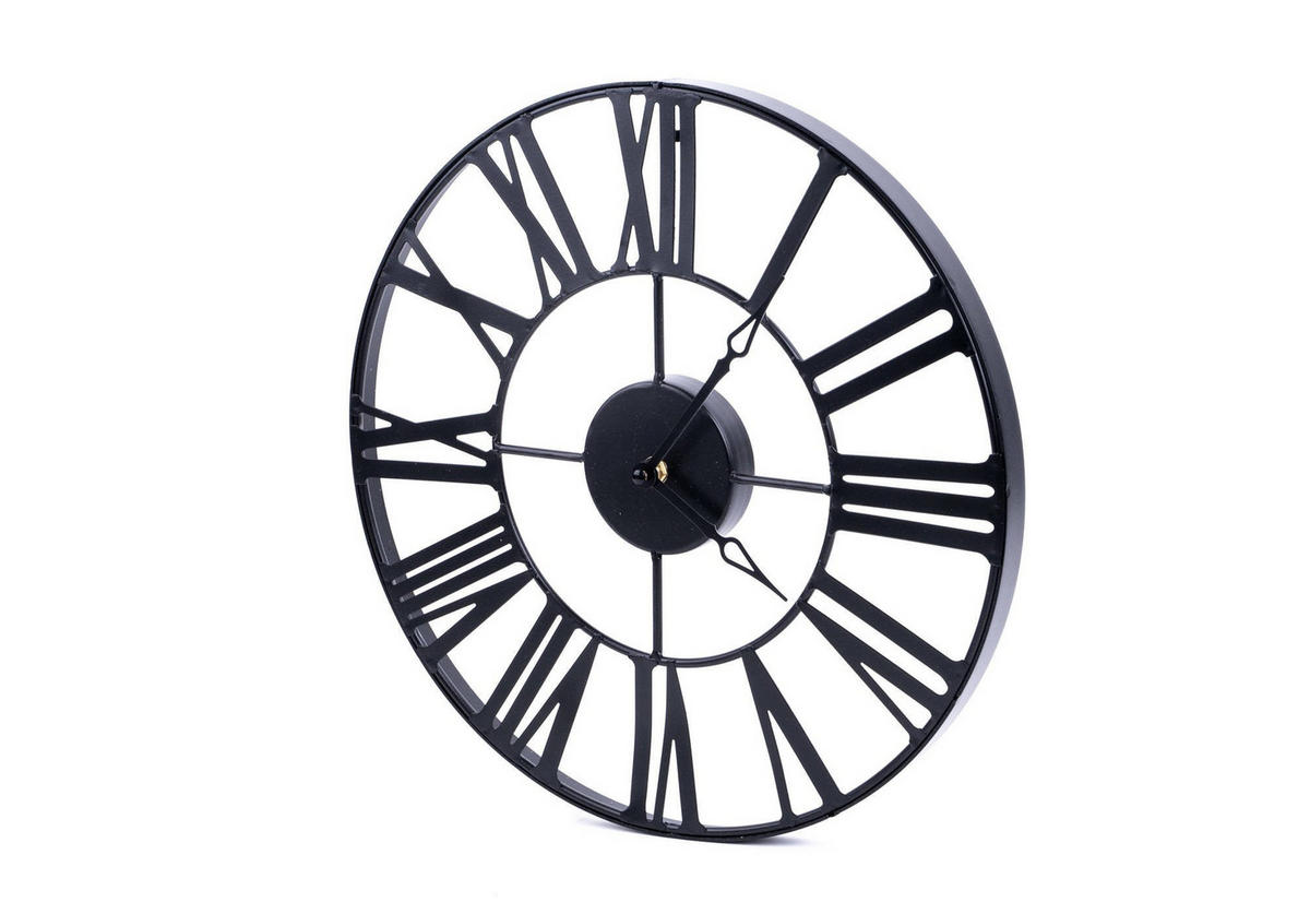 METALL-WANDUHR in schwarzer Farbe Vintage 4/36,5/36,5 cm - Schwarz, Metall (36.5/36.5/4cm) - Atmosphera Createur d´interieur