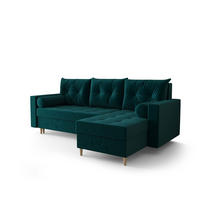 ECKSOFA SKANDI Itaka 39 Rechts mit Schlaffunktion - Grün, Textil (230/145cm) - Bedante
