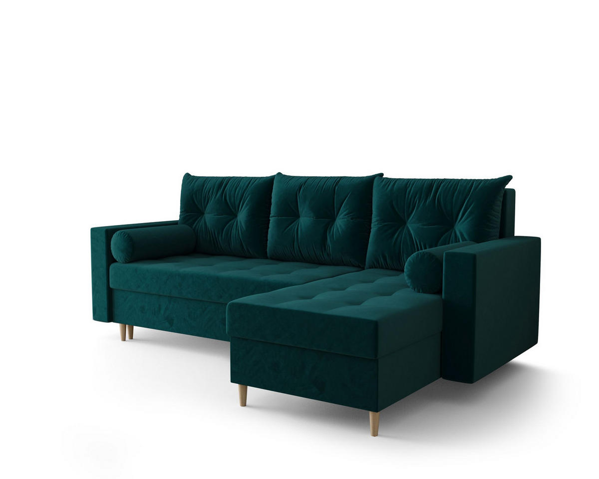 ECKSOFA SKANDI Itaka 39 Rechts mit Schlaffunktion - Grün, Textil (230/145cm) - Bedante