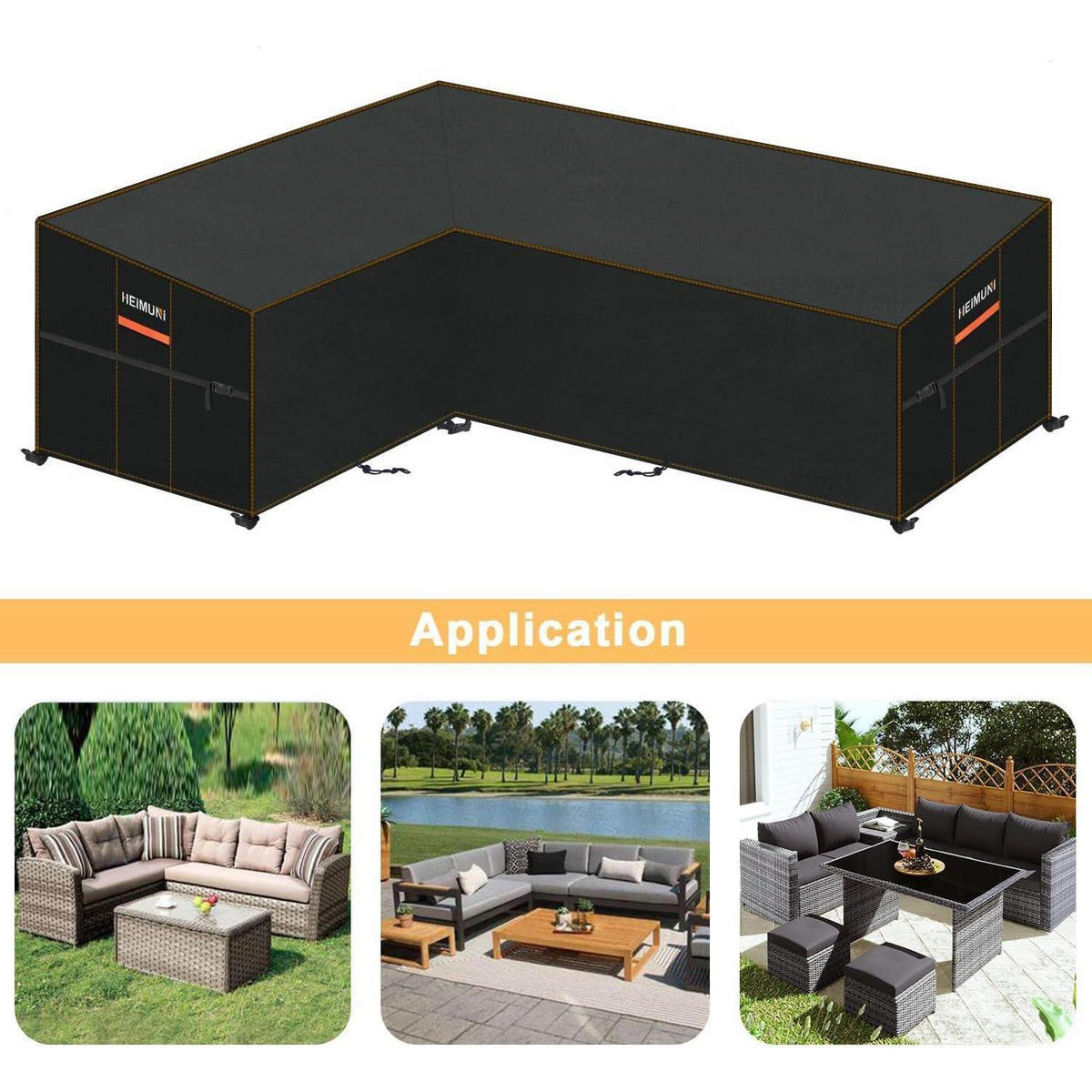 ABDECKHAUBE für L-Form Sofa 210x260x90x80/65cm Wasserdicht - Schwarz, Kunststoff (1/1/1cm)