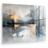 OBRAZ NA AKRYLOVOM SKLE Umenie - sivé - zlaté - abstraktné 80x60 cm - tmavosivá, sklo (80/60cm) - MuchoWow