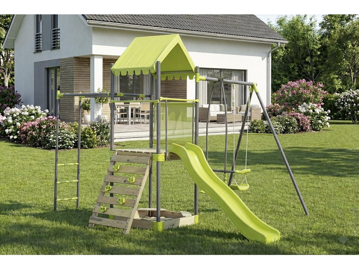 SPIELTURM AUS METALL Lucien Grün - Grün, Metall (344/248/304cm) - Habitat Garten