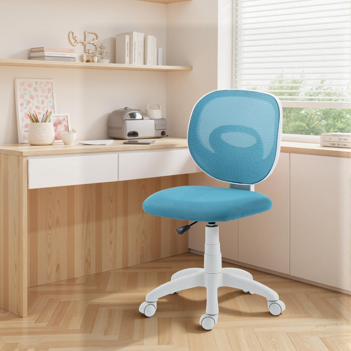 ERGONOMISKA snurrstolar med höjdjusterbart ryggstöd, blå - Blå, Metall (53/89/59.5cm) - SHOPENTRA