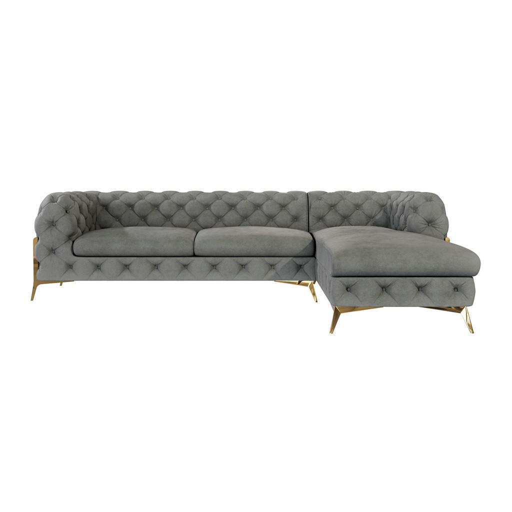 Thumbnail - S-Style Möbel Ecksofa, Grau, Textil, Echtholz,Buche, Birke, 5-Sitzer, Füllung: Polyetherschaumkern, Eckteil, L-Form, Ott...