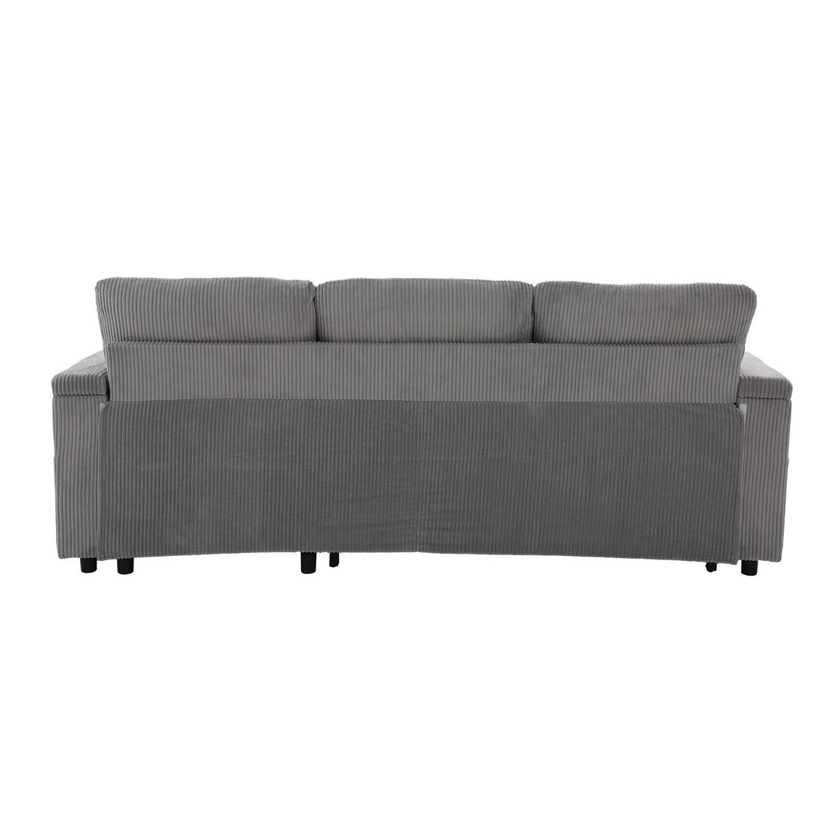 ECKSOFA DE-33730 mit Chaiselongue und Schubladenbett Hellgrau - Hellgrau, Metall (212.5/136cm) - ComfortXL