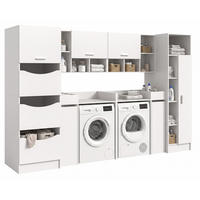 WASCHMASCHINENUMBAU 8tlg. Set Mixx Bad in weiß Nachbildung - modernes Design - B/H/T: 300x195x68 cm - Weiß, Holzwerkstoff (300/195/68cm) - Homes & Jones