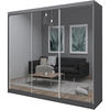 SCHWEBETÜRENSCHRANK Debra 240/216/61 graphit mit Spiegel - Graphitfarben, Holzwerkstoff (240/216/61cm) - Beautysofa