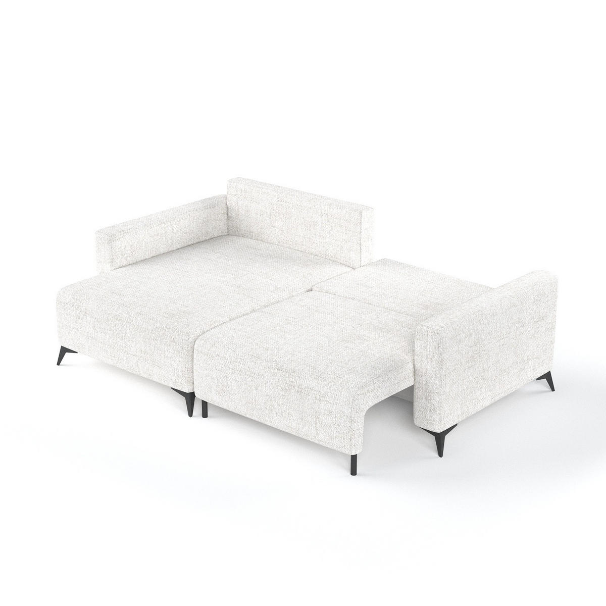 ROHOVÁ SEDAČKA NUVIO, textil, Krémová - černá/krémová, kov/dřevo (239/148cm) - AltaBeds