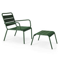 RELAXSESSEL MIT HOCKER 2-tlg., Waldgrün - Grün, Metall (64/72/60cm) - Oviala