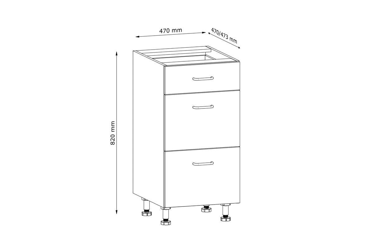 UNTERSCHRANK – 40 cm – D40S3 – Velmora – Grau - Grau, Holzwerkstoff (40/82/47cm) - ROYAL24_MARKT