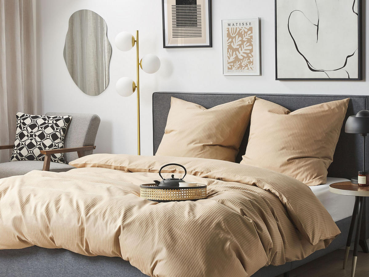 BETTWÄSCHE SET Avondale 240x220 cm - Beige, Textil (240/220cm) - Beliani