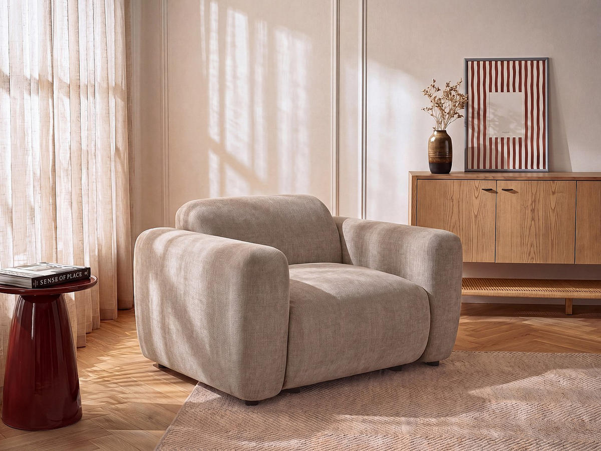 SESSEL mit gerader Rückenlehne - 1 Person - stoff - taupe Pogni - Taupe, Textil (130/67/97cm) - Vente-Unique