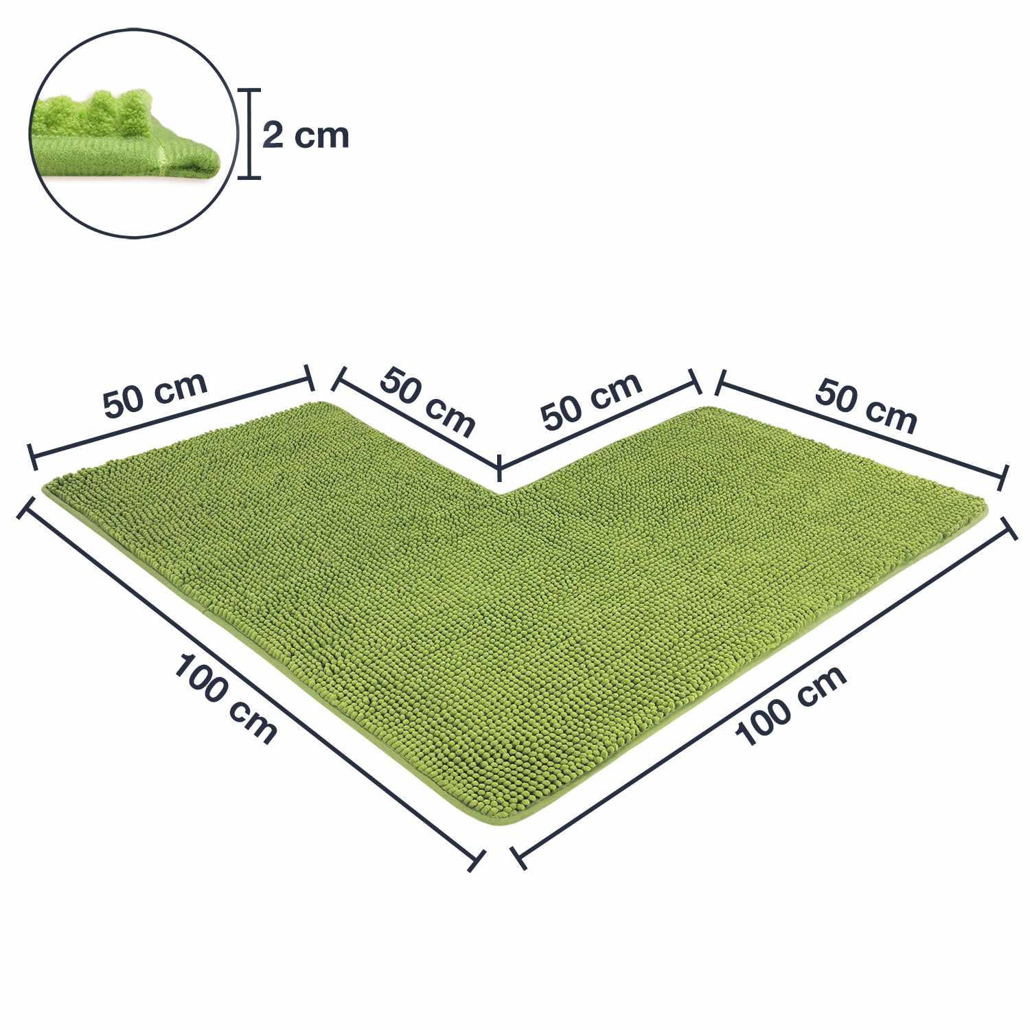 ECKBADEMATTE PARIS - Grün, Textil (100/100cm) - WohnDirect