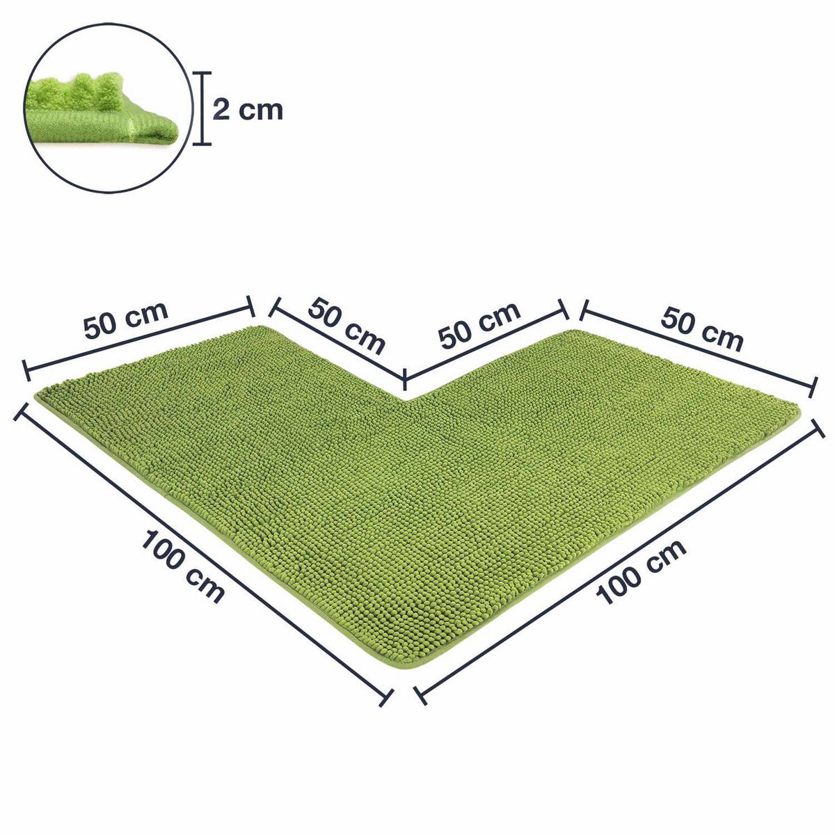 ECKBADEMATTE PARIS - Grün, Textil (100/100cm) - WohnDirect