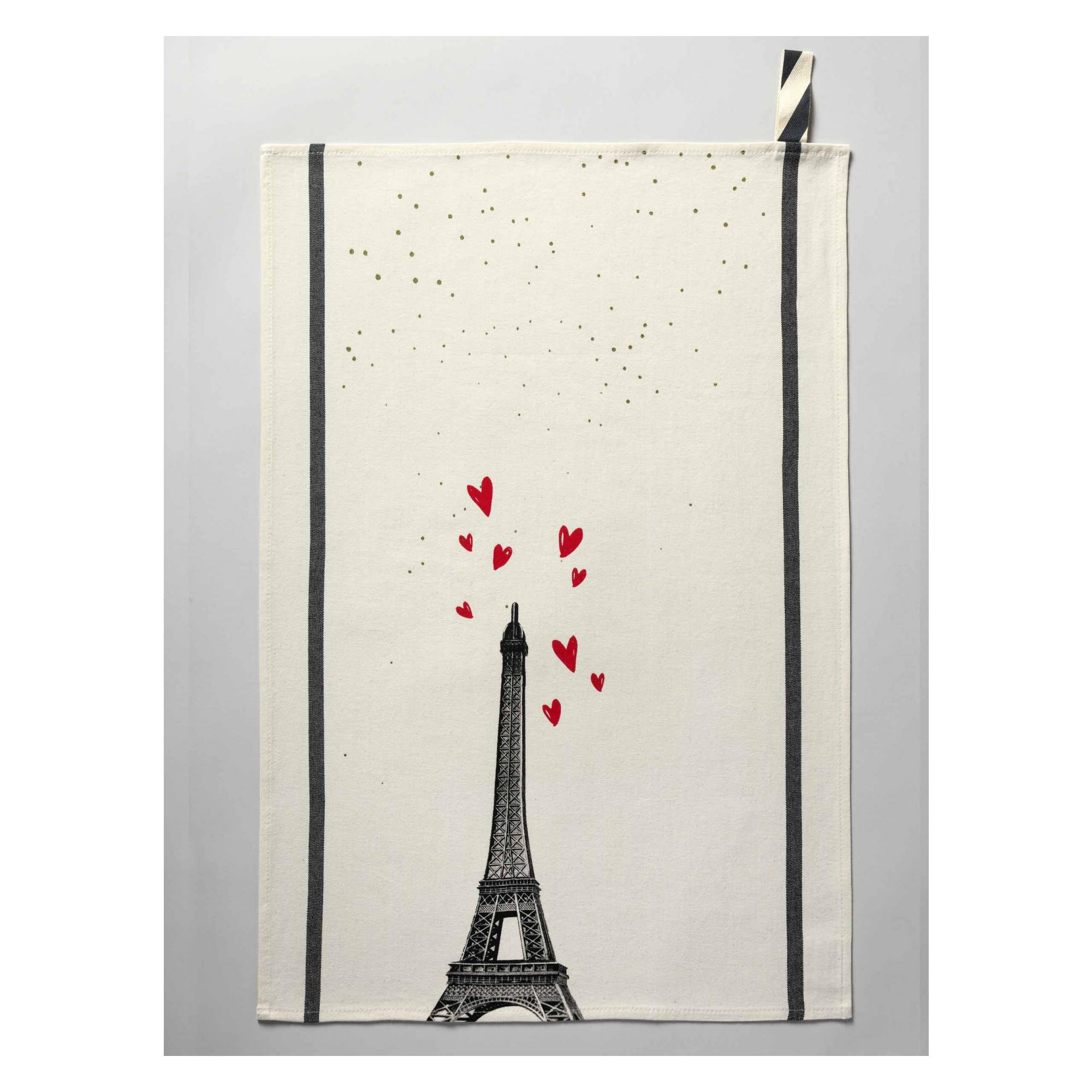 GESCHIRRTUCH Eiffel Cœurs ekrü 50 x 70 cm - Weiß, Textil (70/50cm)