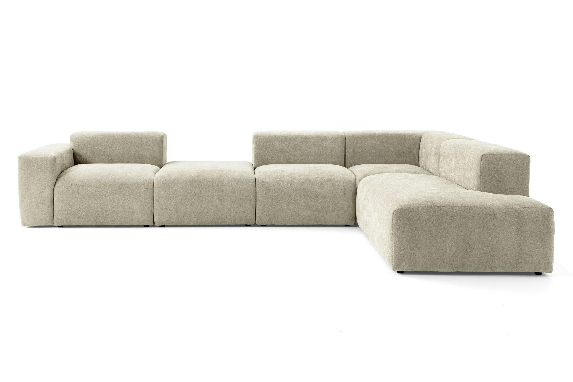 5-SITZER modulares Ecksofa HEAVEN SET 5 Rechts, Breite 380 cm Webstoff Olivgrün - Schwarz/Olivgrün, Holz/Kunststoff (245/380cm) - Muffo