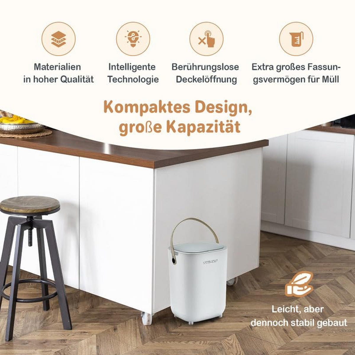 WINDELEIMER Geruchsdicht ohne Kassette Weiß und Grau - Weiß/Grau, Kunststoff (24/41/20cm) - Twinky