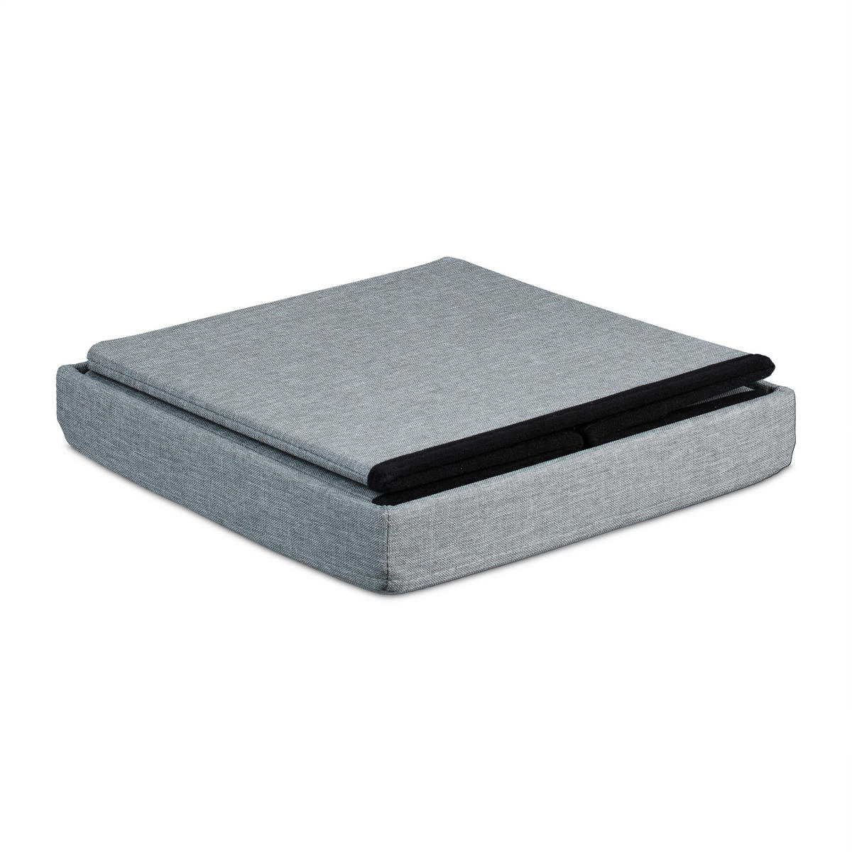 SITZHOCKER - Grau, Holzwerkstoff/Textil (37/39/37cm) - Relaxdays