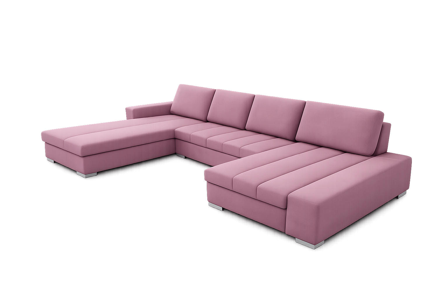 WOHNLANDSCHAFT VERONA U-Form mit Schlaffunktion, Bettkasten und Wellenfederung – Großzügiges Ecksofa 387 cm - Rosa, Kunststoff (387/85/213cm) - Wohnideebilder