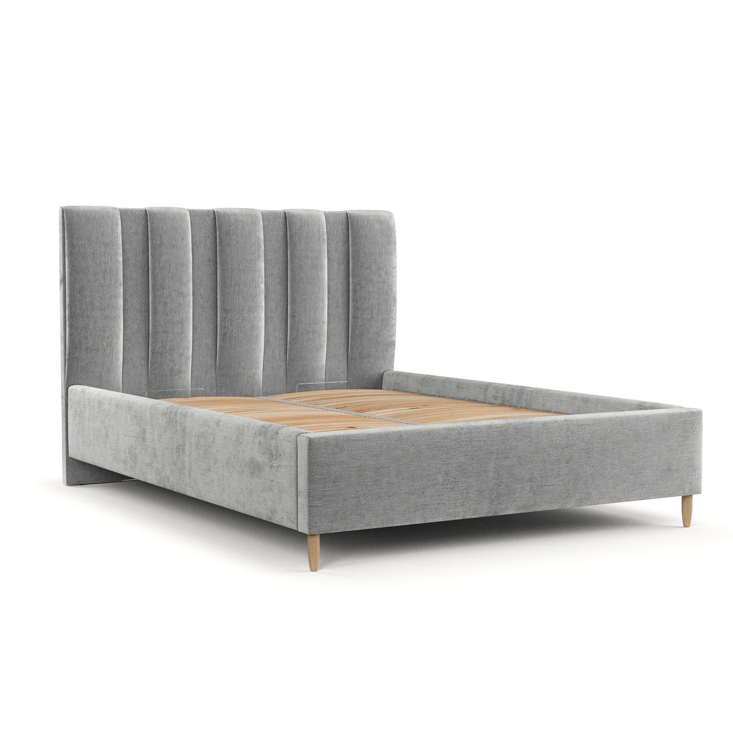 POLSTERBETT Loom 140/200 cm Hellgrau im Lotta Stoff - Hellgrau/Naturfarben, Holz/Holzwerkstoff (140/200cm) - AltaBeds