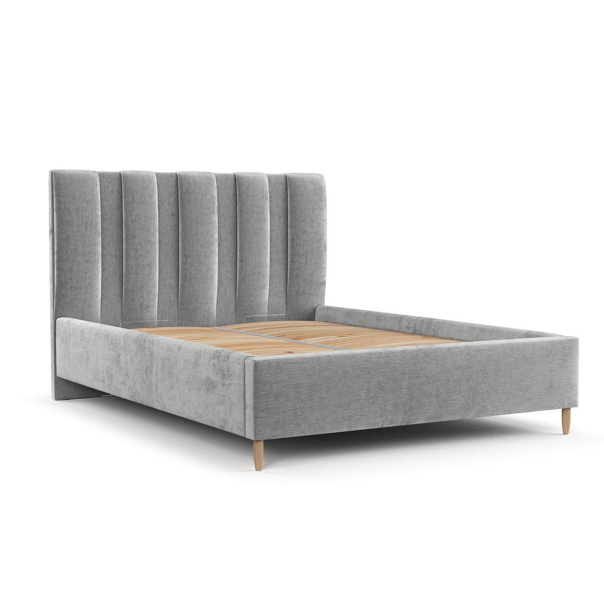 POLSTERBETT Loom 140/200 cm Hellgrau im Lotta Stoff - Hellgrau/Naturfarben, Holz/Holzwerkstoff (140/200cm) - AltaBeds