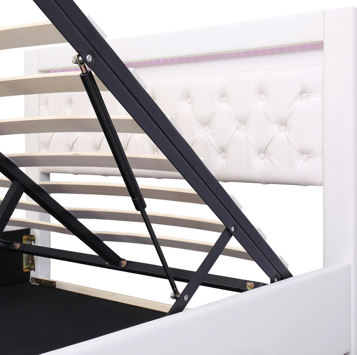 POLSTERBETT 140/200 cm Weiß aus PU mit Bettkasten und LED-Beleuchtung - Weiß, Kunststoff (140/200cm) - OKMYHOME