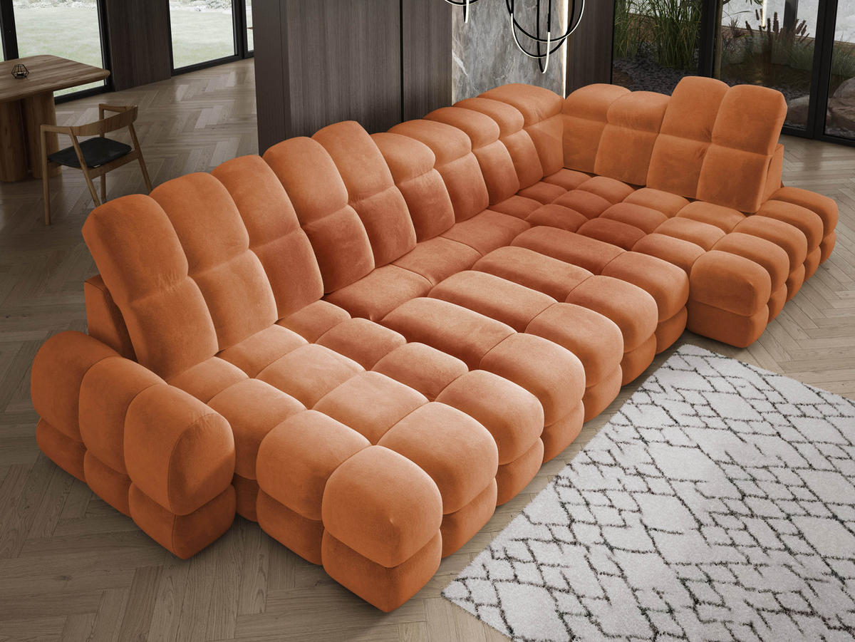 ECKSOFA TOLLO Salvador-stoff U-form 400x217x105 cm orange - Orange, Holz/Textil (217/400cm) - DomoHome