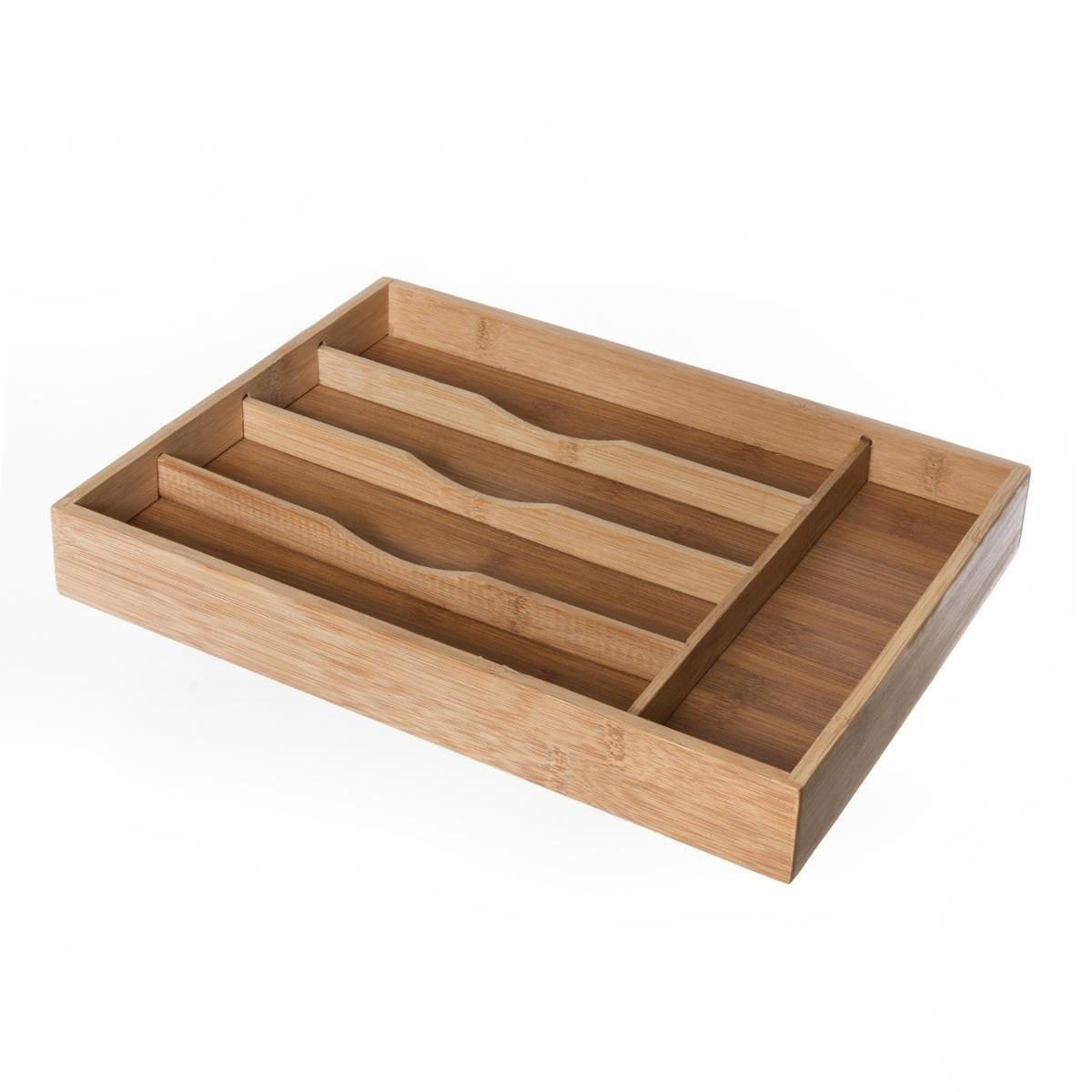 BESTECKKASTEN Schubladenminen - 5 Fächer 25/34/4,5 cm - Braun, Naturmaterialien (34/4.5/25cm) - 5five Simply Smart