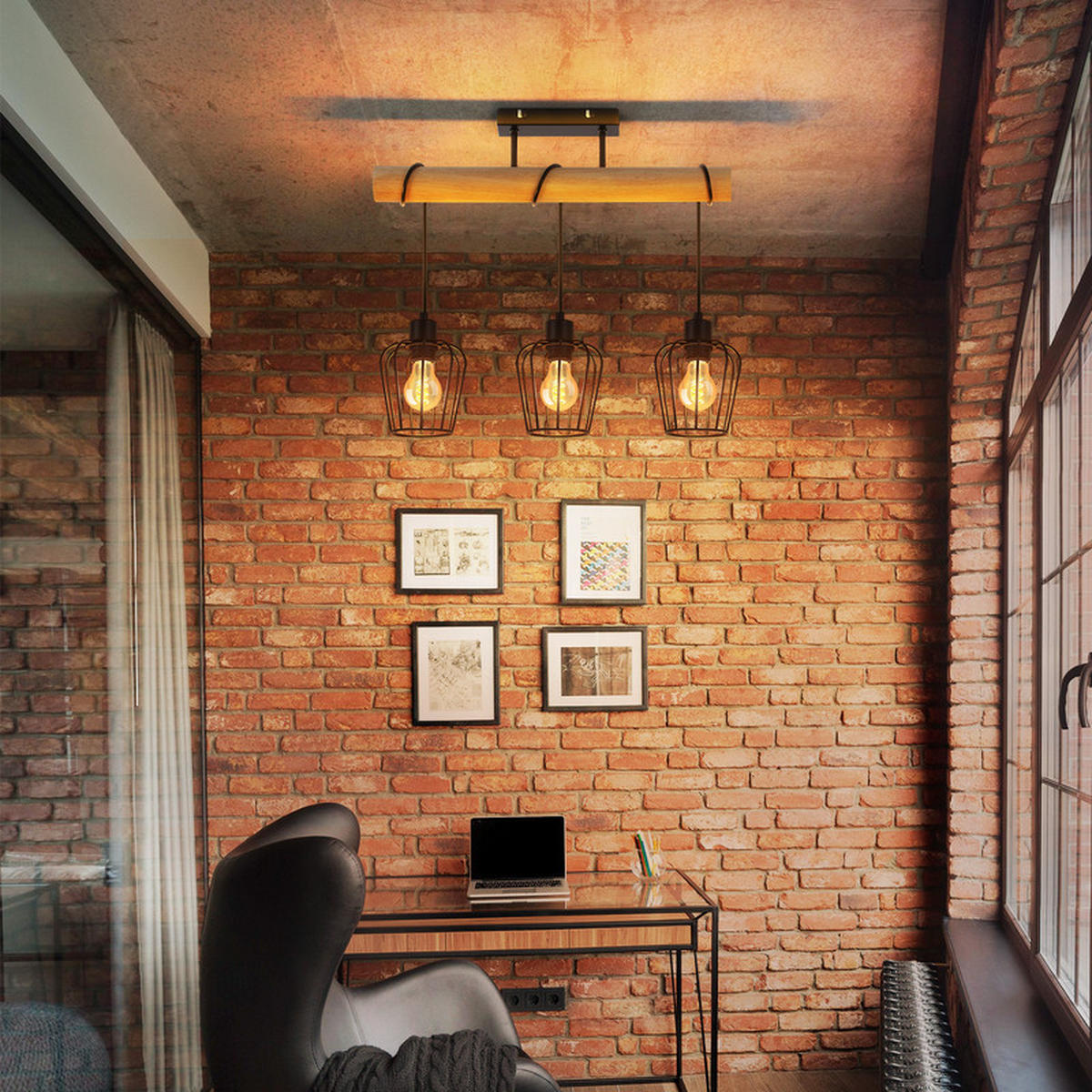 LED-DECKENLEUCHTE BURKE Ⅲ 52/13/43 cm - Braun, Metall (52/13/43cm) - Nettlife