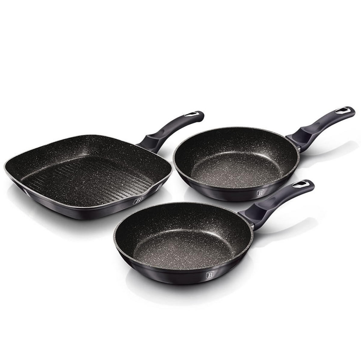 PFANNENSET Schwarz 50/30/20 cm BH6904 - Schwarz, Metall - Berlinger Haus