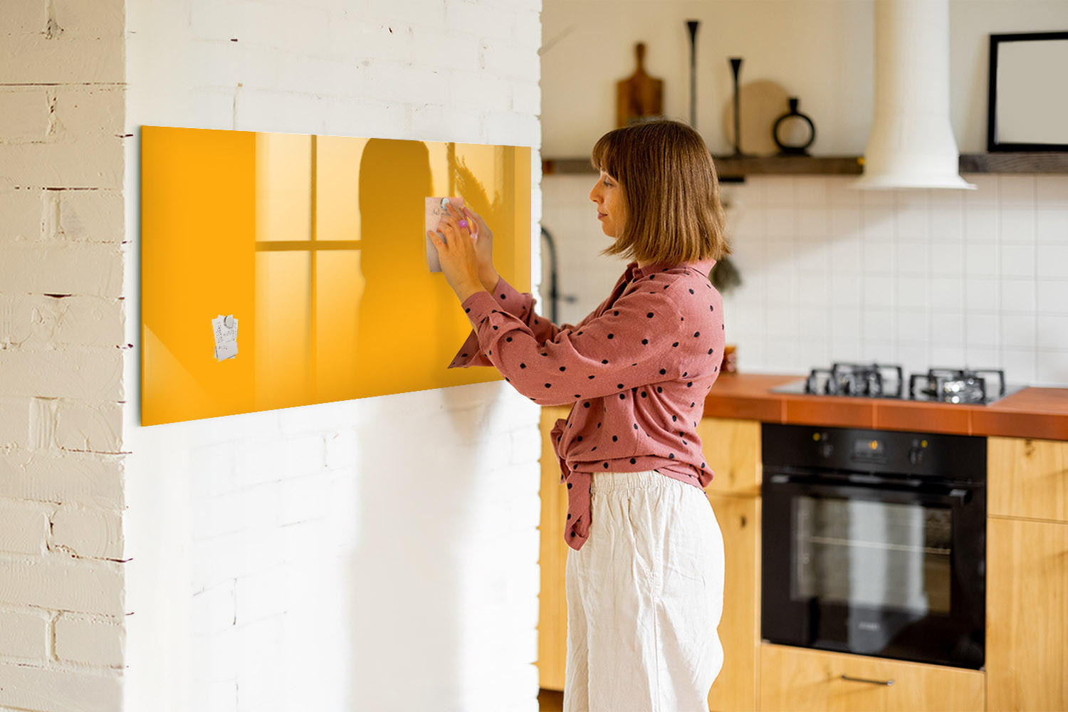 MAGNETTAFEL 120x60 Dunkelgelb schwarzer Marker - Dunkelgelb, Glas (120/0.4/60cm) - TULUP