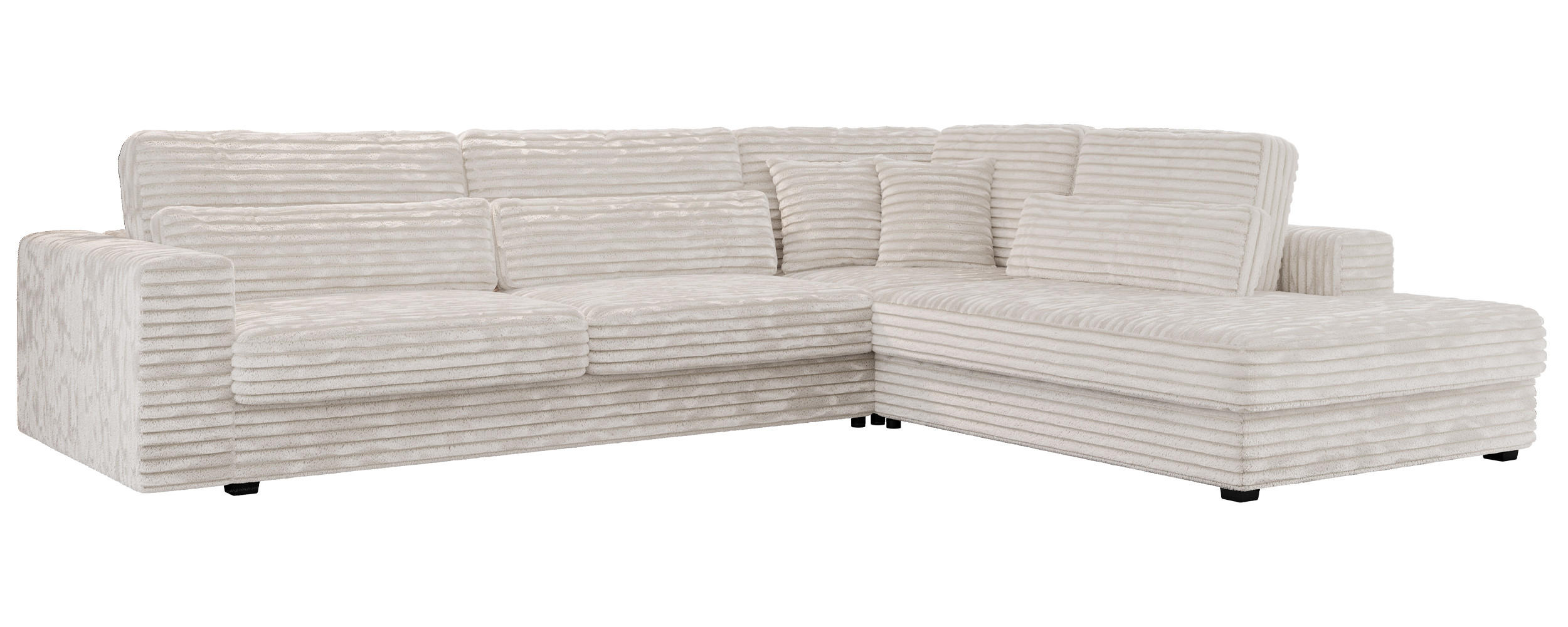 ECKSOFA Savona Beige breiter Cord - rechts - Beige/Schwarz, Kunststoff/Textil (249/316cm) - MKS