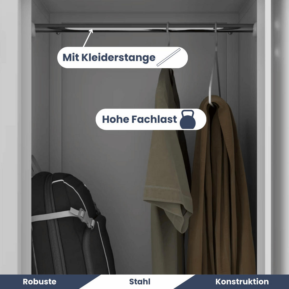 UMKLEIDESCHRANK Spind OSLO 4 Abteile 185x80x45cm Stahl - Grau, Metall (80/185/45cm) - DELUKE