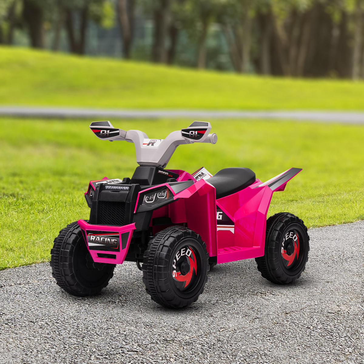 MINI ELEKTRO-QUAD KINDER, Blau/Rosa/Weiß, Kunststoff+ Metall - Rosa, Metall (70/41.5/48.5cm) - HOMCOM