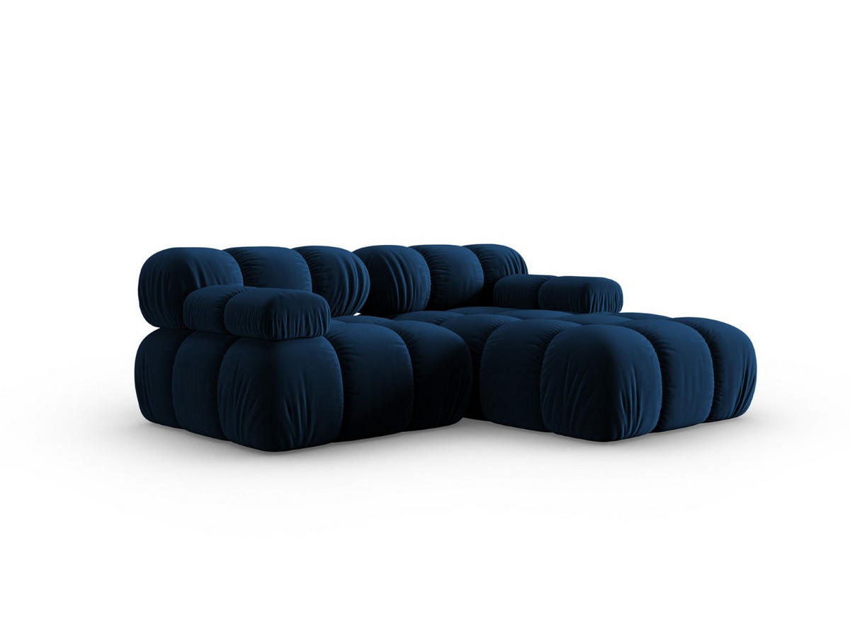 MODULARES-ECKSOFA rechts Bellis aus Samt königsblau 3 Sitzplätze - Blau, Textil (157/191cm) - Micadoni