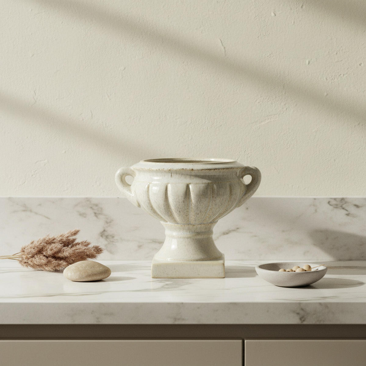 VASE Evam beige 26.5/21/21 Keramik - Beige, Keramik (21cm) - Mondex