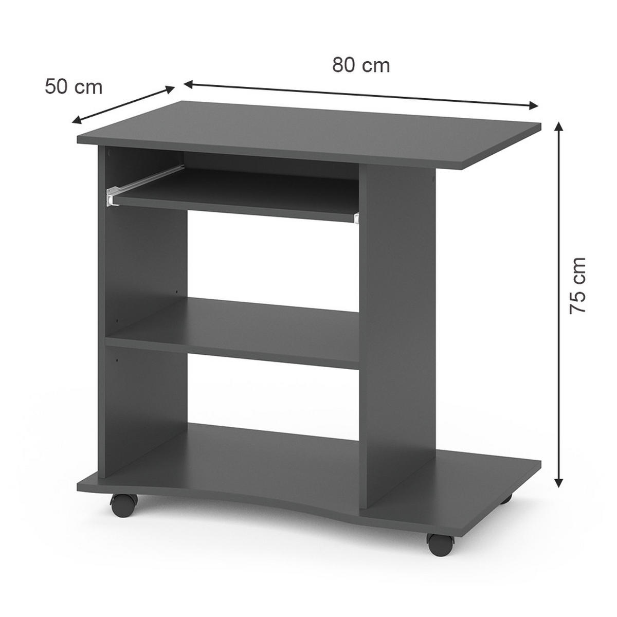SCHREIBTISCH Harm Anthrazit 80 x 50 cm - Anthrazit, Holzwerkstoff (50/80/75cm) - Vicco