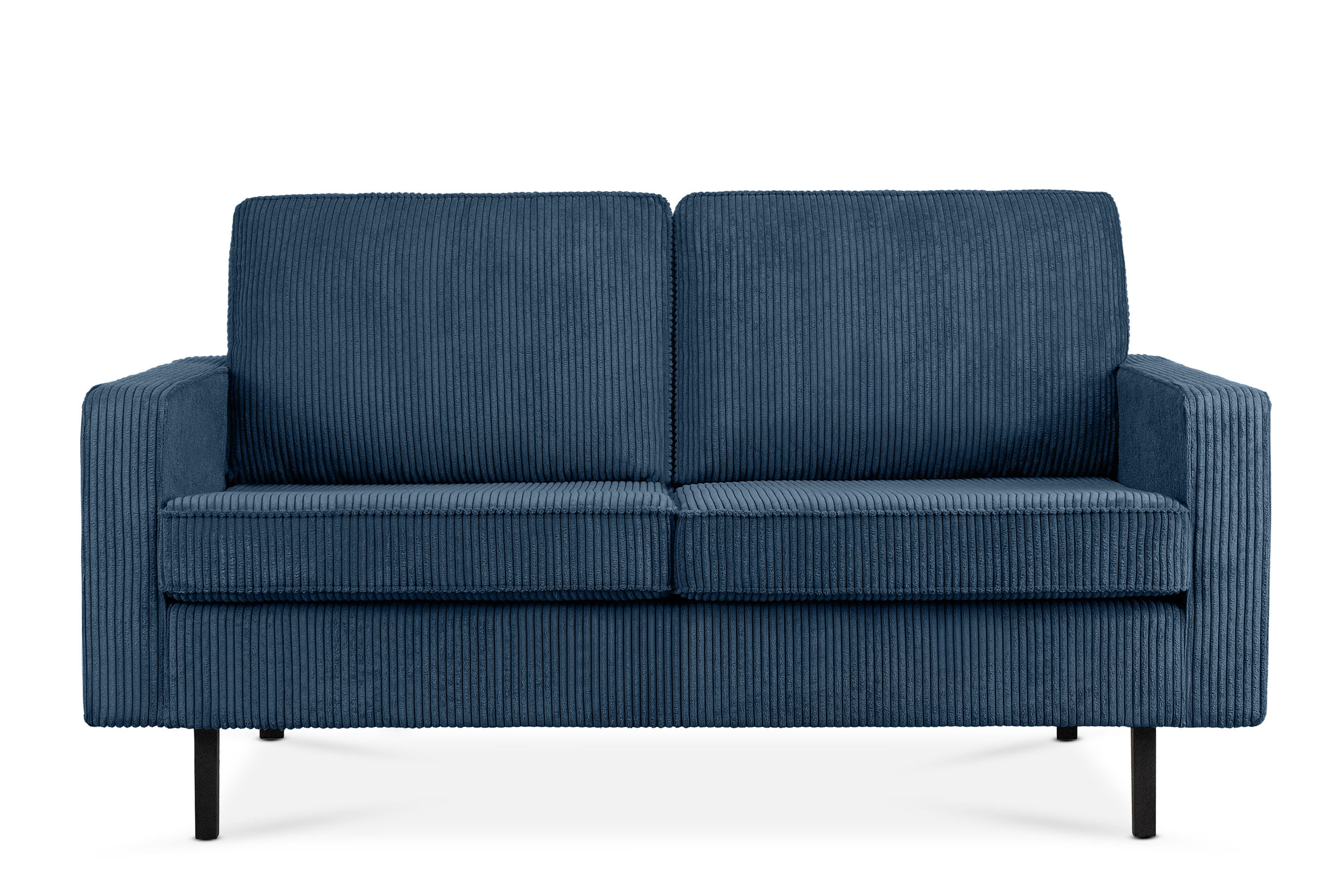 2-SITZER-SOFA INVIA Klassische-Stil mit Armlehnen, Feinkord-Stoff, Dunkelblau - Schwarz/Dunkelblau, Textil (164/87/98cm) - KONSIMO®