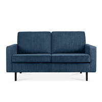 2-SITZER-SOFA INVIA Klassische-Stil mit Armlehnen, Feinkord-Stoff, Dunkelblau - Schwarz/Dunkelblau, Textil (164/87/98cm) - KONSIMO®