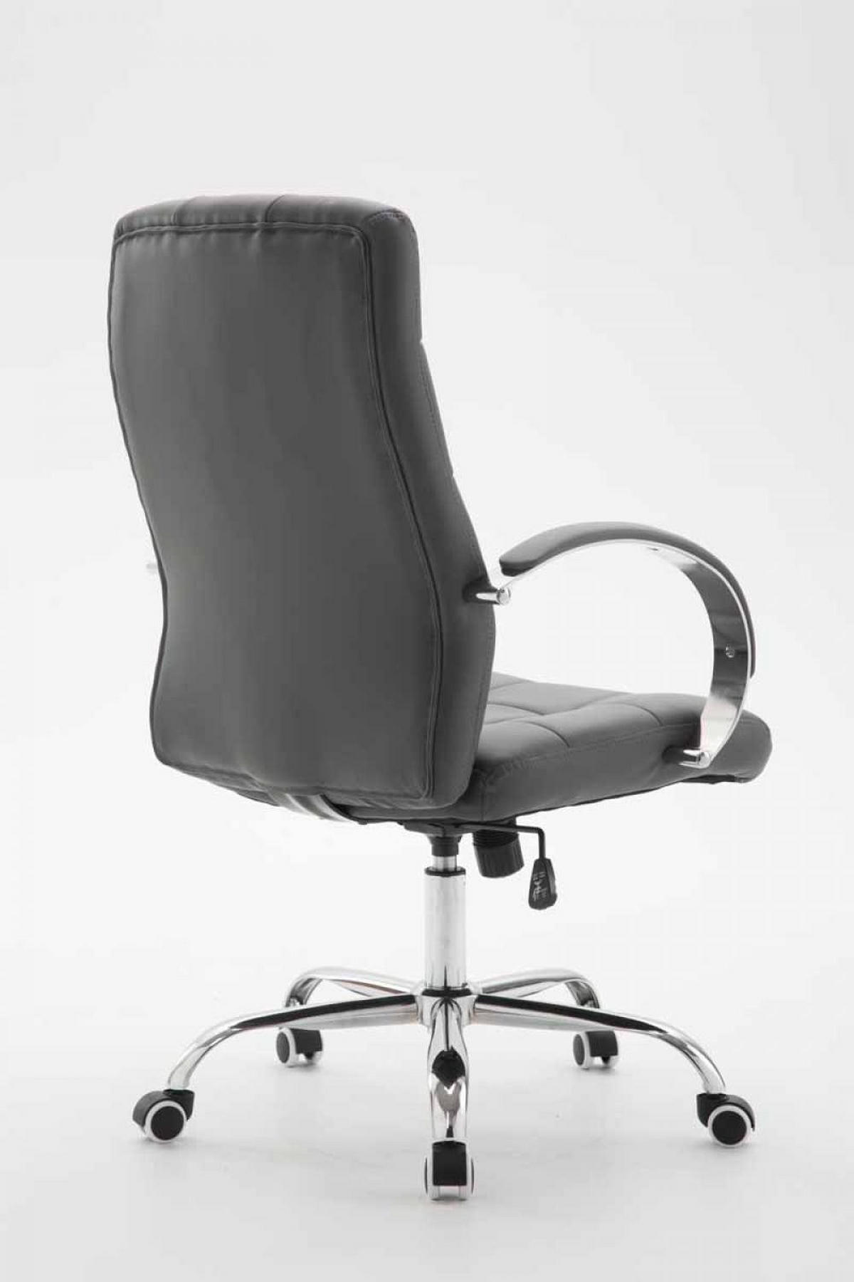 CHEFSESSEL Lederlook grau - Chromfarben/Grau, Textil/Metall (54/105/51cm) - CLP
