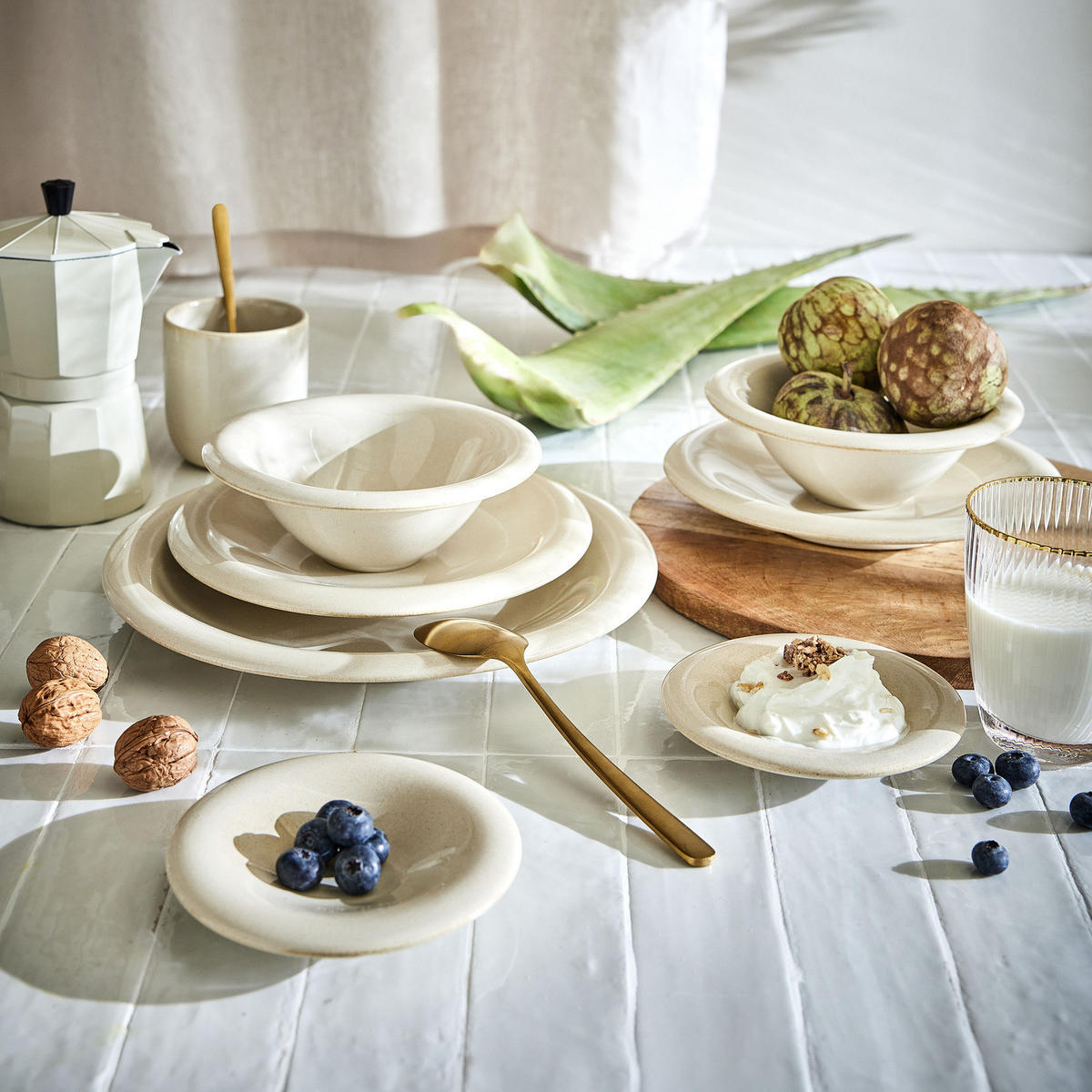 PASTATELLER (6er Set) Bon Ton - Beige, Keramik (23/23/4cm) - BUTLERS