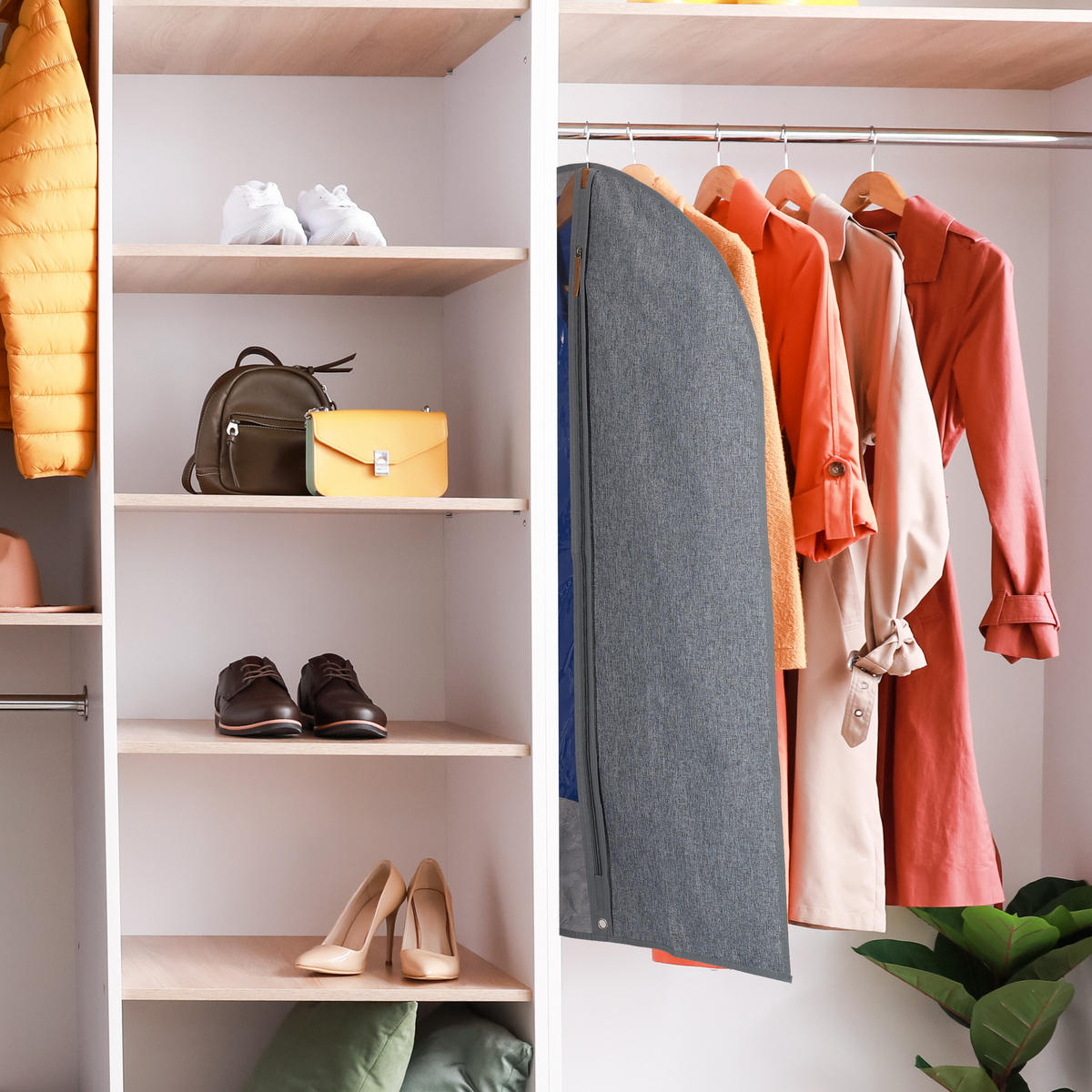 3XKLEIDERSACK - Grau, Kunststoff/Textil (58/99/0.1cm) - Relaxdays